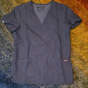 Figs Charcoal V-Neck Scrub Top